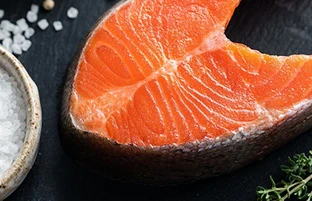 Fresh premium salmon fish slice rich in omega